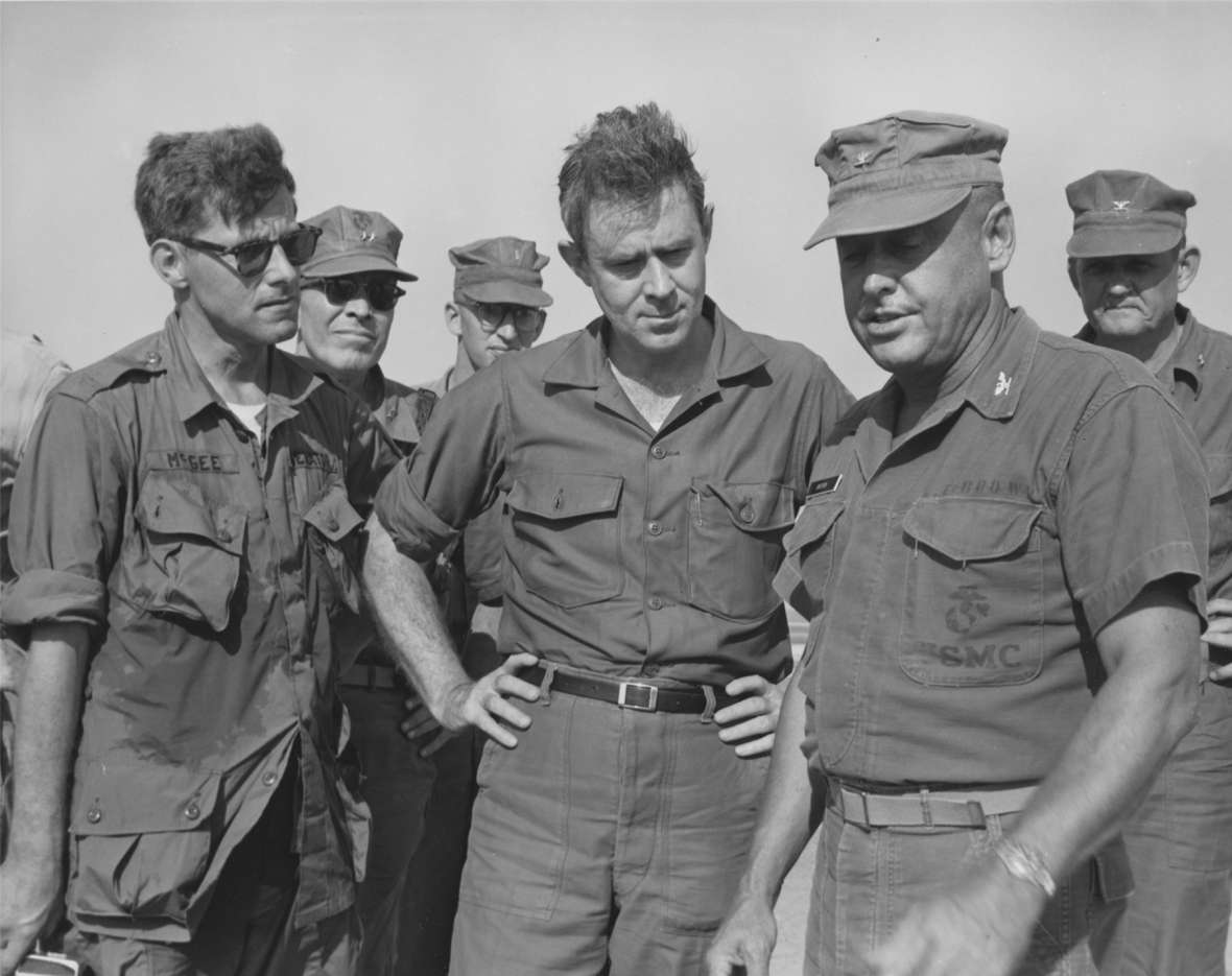 Sen. McGee joins the Johnson administration's deputy secretary of defense, Cyrus Vance, on a fact-finding mission to Vietnam in March 1966. American Heritage Center. Sen. McGee joins the Johnson administration's deputy secretary of defense, Cyrus Vance, on a fact-finding mission to Vietnam in March 1966. American Heritage Center.