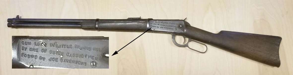 This Winchester Model 1894 carbine in .25/35, manufactured in 1910, is believed to have belonged to Bub Meeks. Sweetwater County Historical Museum. This Winchester Model 1894 carbine in .25/35, manufactured in 1910, is believed to have belonged to Bub Meeks. Sweetwater County Historical Museum.