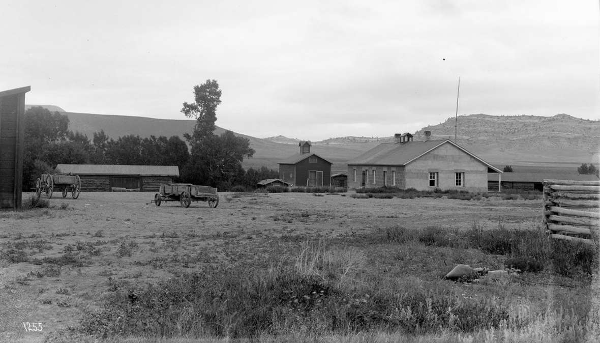 Franc’s house and outbuildings, above, and the barn and large haystacks (to the left of the barn) on the Pitchfork Ranch, July 1903. Franc built a large barn for his horses and grew a sizable amount of hay to feed his animals through harsh winters. American Heritage Center. Franc’s house and outbuildings, above, and the barn and large haystacks (to the left of the barn) on the Pitchfork Ranch, July 1903. Franc built a large barn for his horses and grew a sizable amount of hay to feed his animals through harsh winters. American Heritage Center.