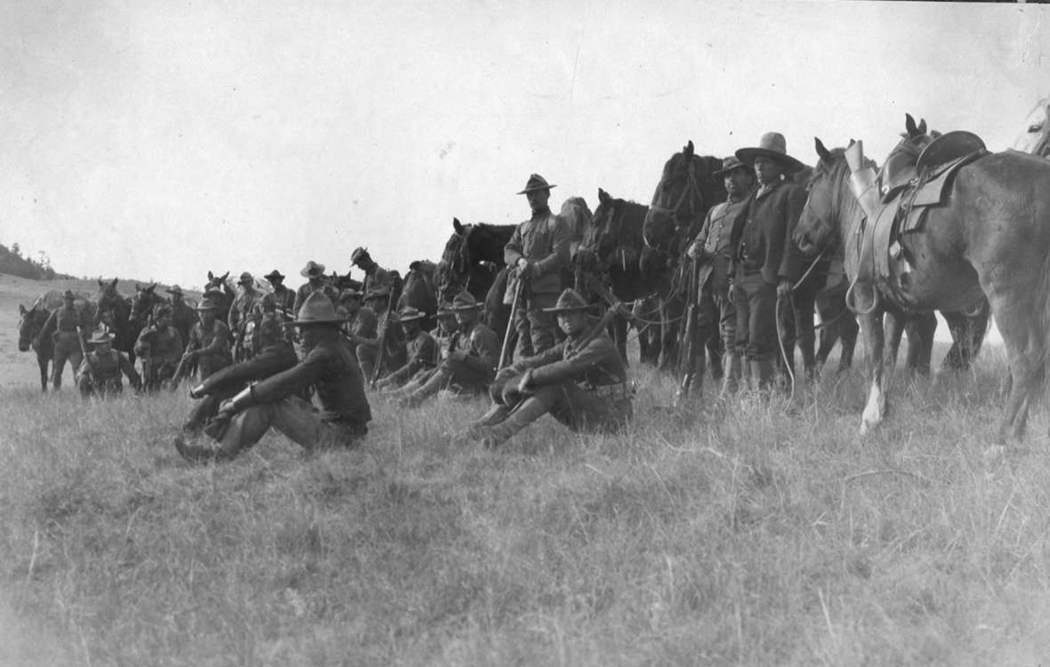 Soldiers of the Sixth Cavalry near the Ute Camp, 1906. To ‘overawe’ the Utes, the Army assembled more than 1,000 soldiers to be on hand for the negotiations. T.W. Tolllman photo, Campbell County Rockpile Museum. Soldiers of the Sixth Cavalry near the Ute Camp, 1906. To ‘overawe’ the Utes, the Army assembled more than 1,000 soldiers to be on hand for the negotiations. T.W. Tolllman photo, Campbell County Rockpile Museum.