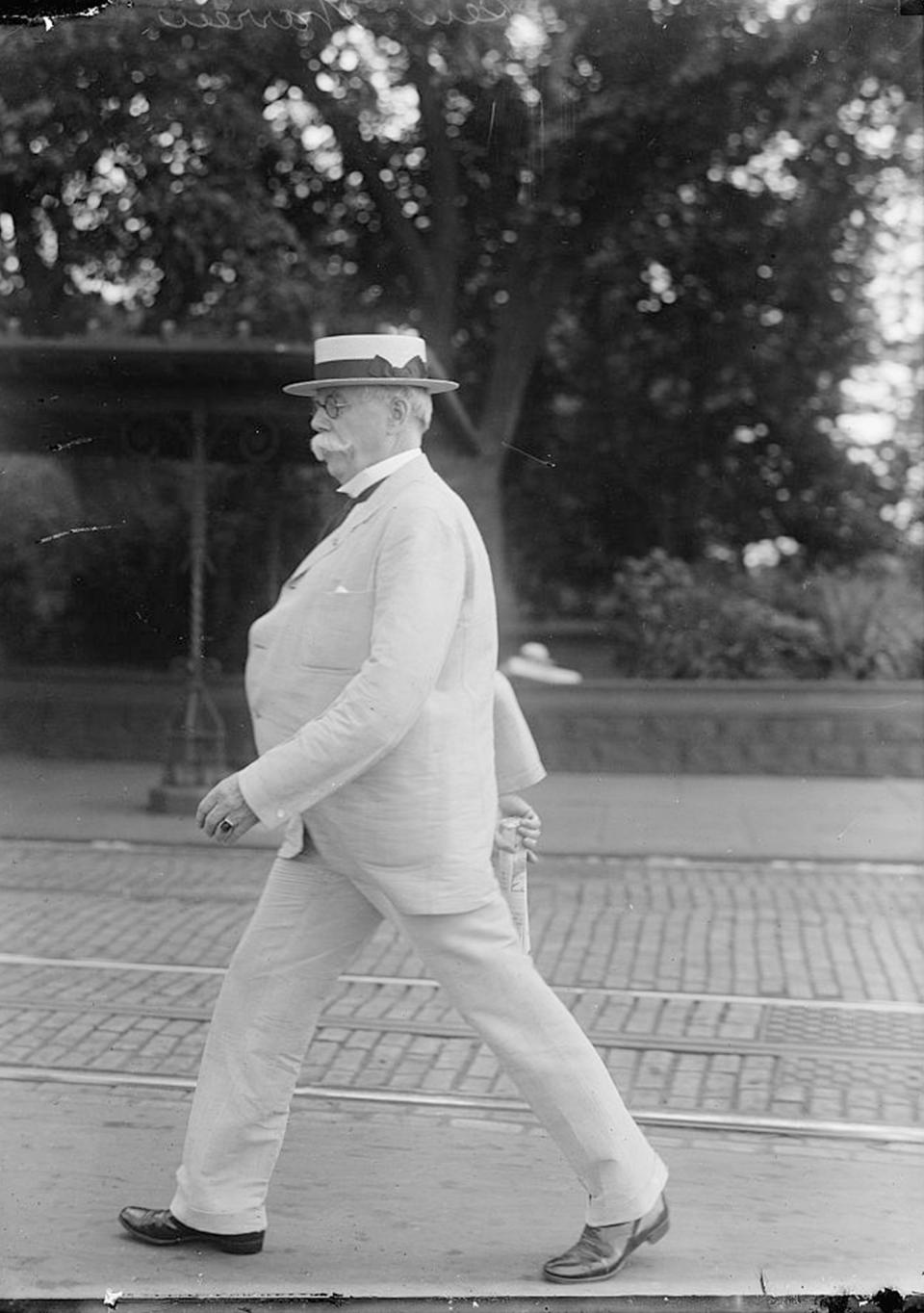 Wyoming’s longtime U.S. senator, Francis Warren, usually a strong supporter of public land development, instead backed giving the president power to declare national monuments. Photo is from sometime between 1910 and 1917. Wikipedia.