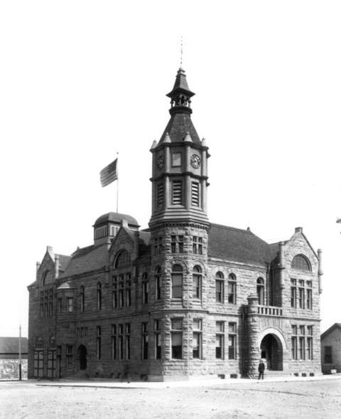 Wade Hampton was being held in a jail cell on the ground floor of Rock Springs’s City Hall after midnight on on Dec. 12, 1917, when three men broke into the building through the front door, shown here under the big archway, went to the jail office, got the absent jailer’s keys from a desk and opened Hampton’s cell. At gunpoint, they led him outside. Jailer Fred Taher was asleep in his residence upstairs. The building now houses the Rock Springs Historical Museum. This photo was taken about 1905. Sweetwater County Historical Museum. Wade Hampton was being held in a jail cell on the ground floor of Rock Springs’s City Hall after midnight on on Dec. 12, 1917, when three men broke into the building through the front door, shown here under the big archway, went to the jail office, got the absent jailer’s keys from a desk and opened Hampton’s cell. At gunpoint, they led him outside. Jailer Fred Taher was asleep in his residence upstairs. The building now houses the Rock Springs Historical Museum. This photo was taken about 1905. Sweetwater County Historical Museum.